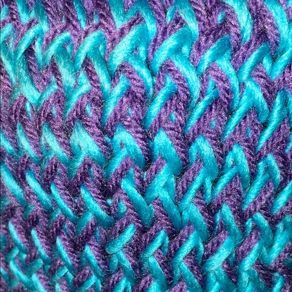 Stylish Blue and Purple Knit Scarf - Picture 3 of 4